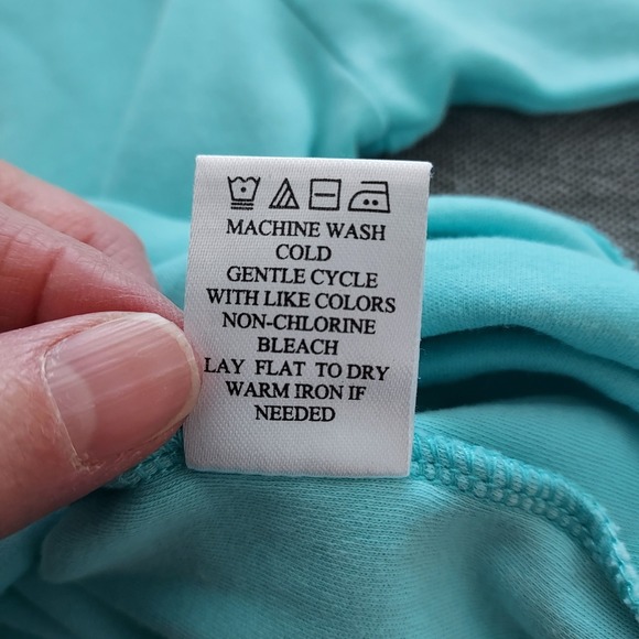 Koret Pima Cotton Layering Scoop Neck T Shirt Top Aqua XL Curved Hem - Picture 7 of 7